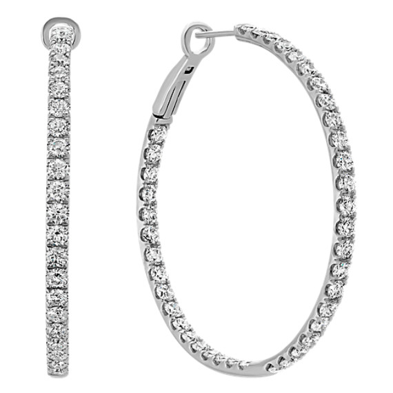Diamond Hoop Earrings in 14k White Gold | Shane Co.