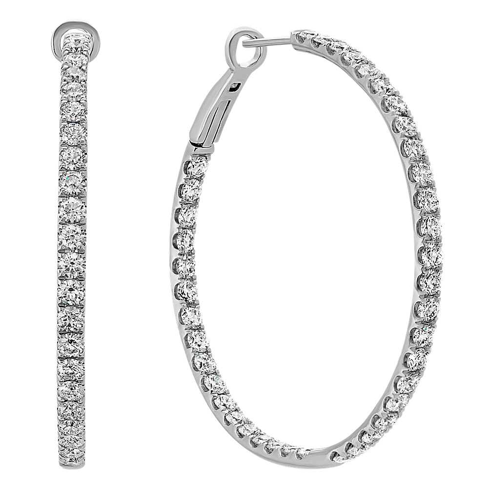 Diamond Hoop Earrings In 14k White Gold Shane Co Diamond Hoop Earrings In 14k White Gold