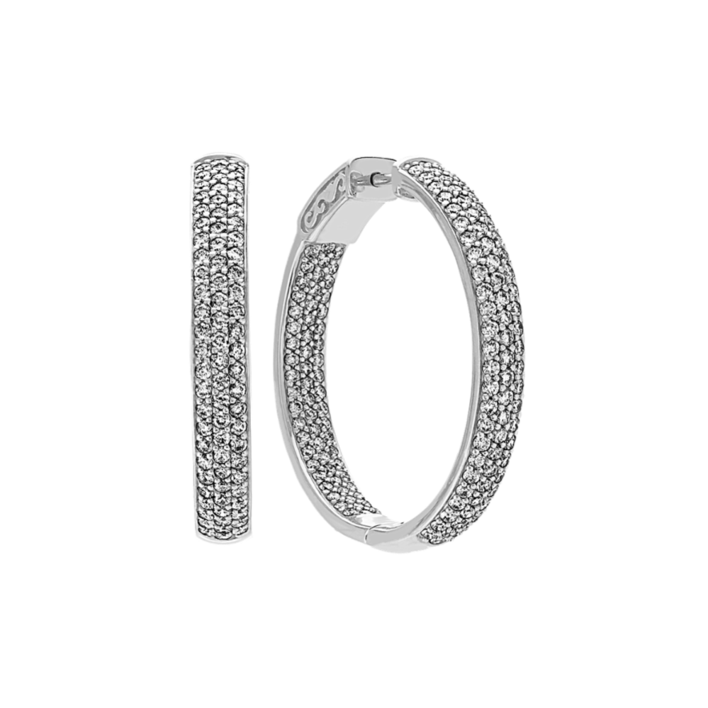 Diamond Hoop Earrings in 14k White Gold