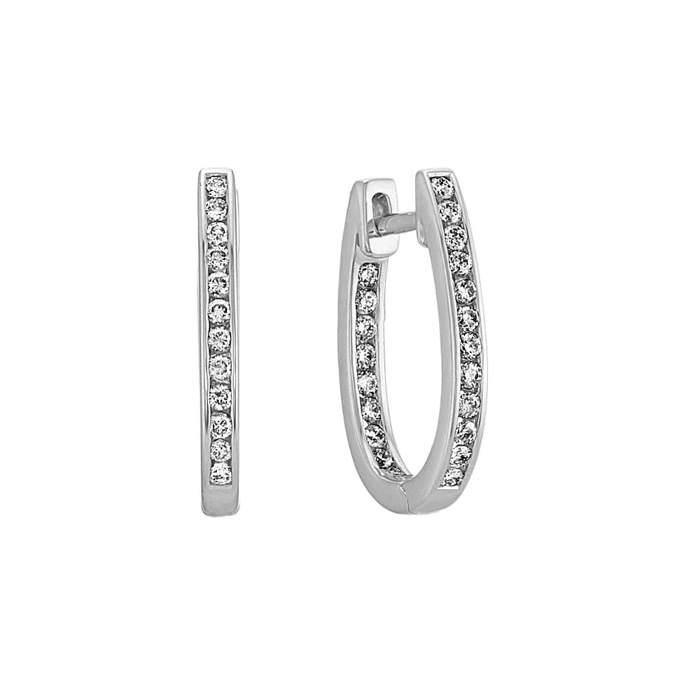 Diamond Hoop Earrings in 14k White Gold