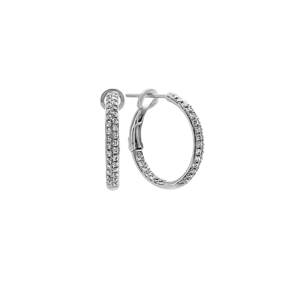 Diamond Hoop Earrings in 14k White Gold