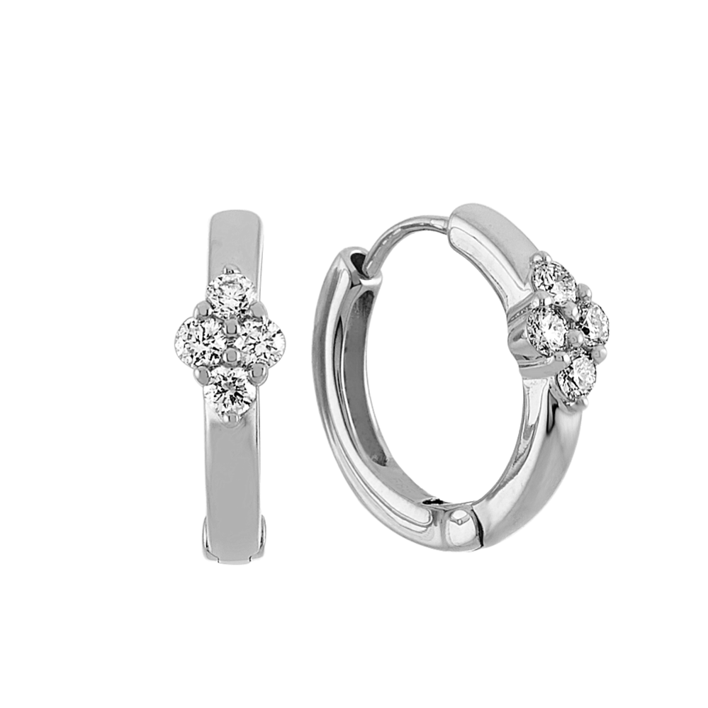 Diamond Hoop Earrings in 14k White Gold