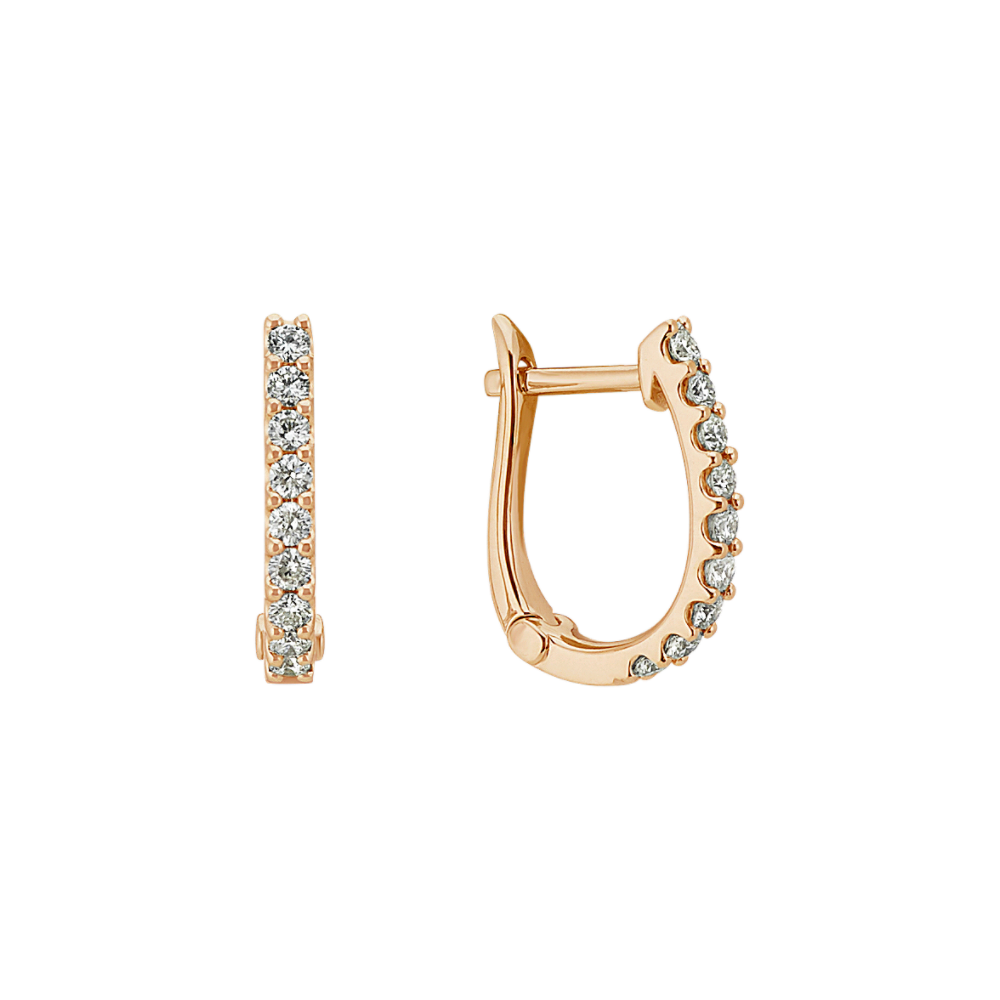 Natural Diamond Hoop Earrings in 14k Yellow Gold