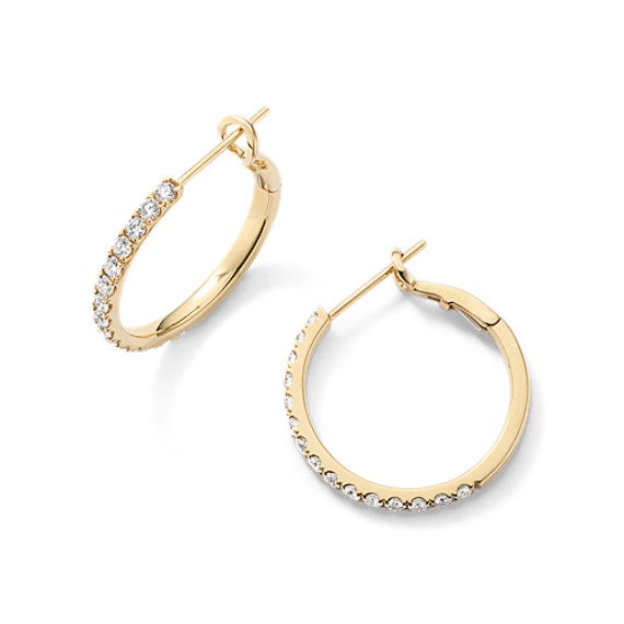 Diamond Hoop Earrings in 14k Yellow Gold