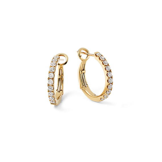 Diamond Hoop Earrings In 14k Yellow Gold Diamond Hoop Earrings In 14k Yellow Gold