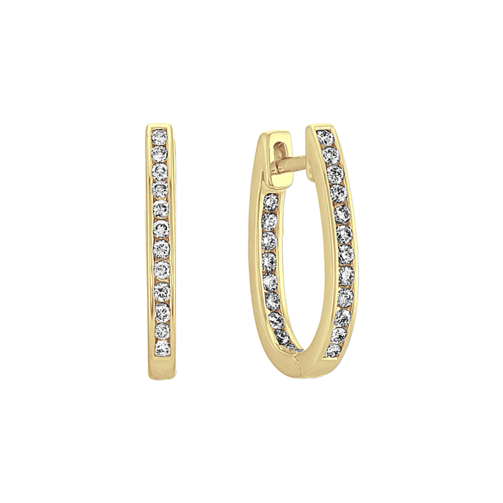 Diamond Hoop Earrings in 14k Yellow Gold