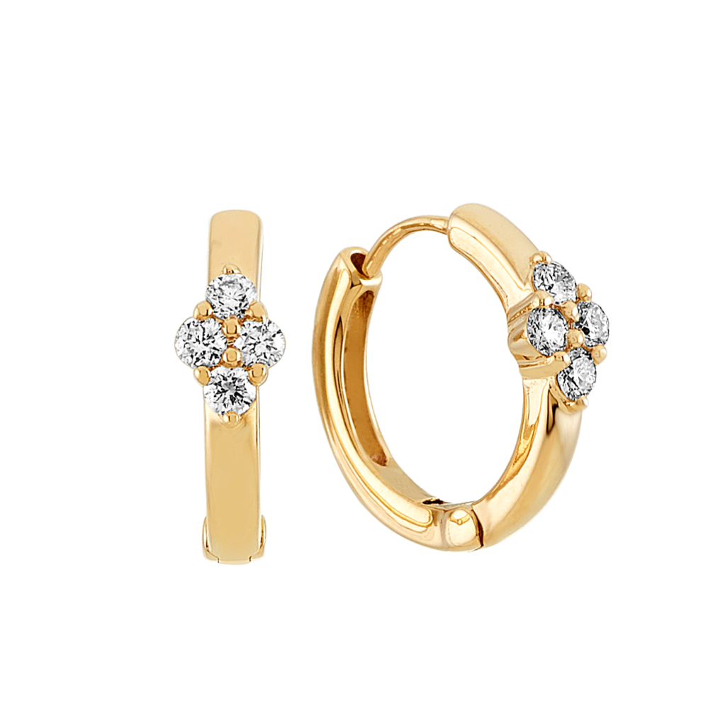 Diamond Hoop Earrings in 14k Yellow Gold