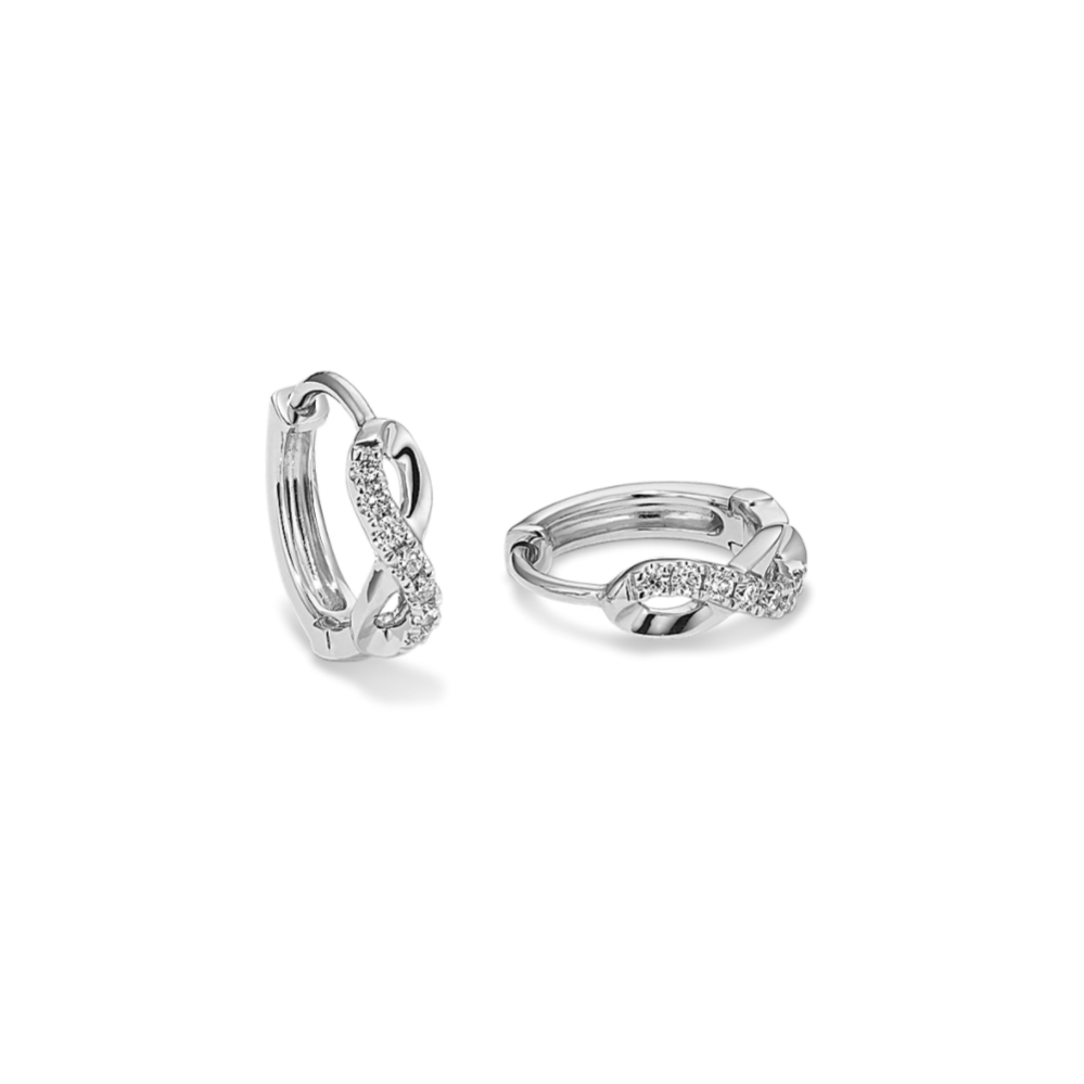 Diamond Infinity 14k White Gold Hoop Earrings