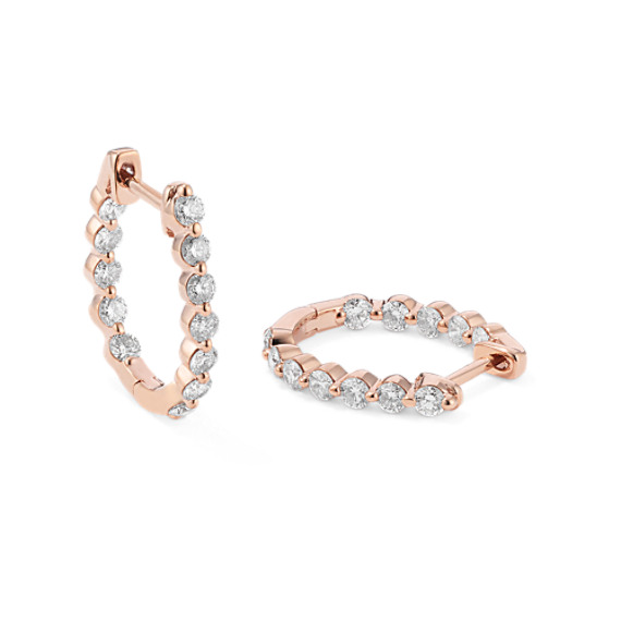 Diamond Inside-Out Hoop Earrings in 14k Rose Gold