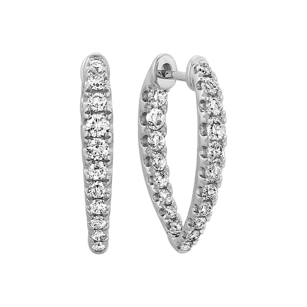 Diamond Inside-Out Hoop Earrings in 14k White Gold