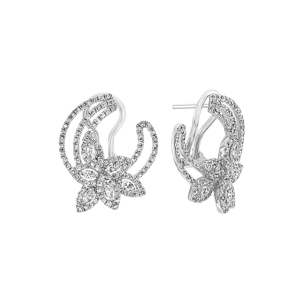 Diamond Leaf Cluster Earrings