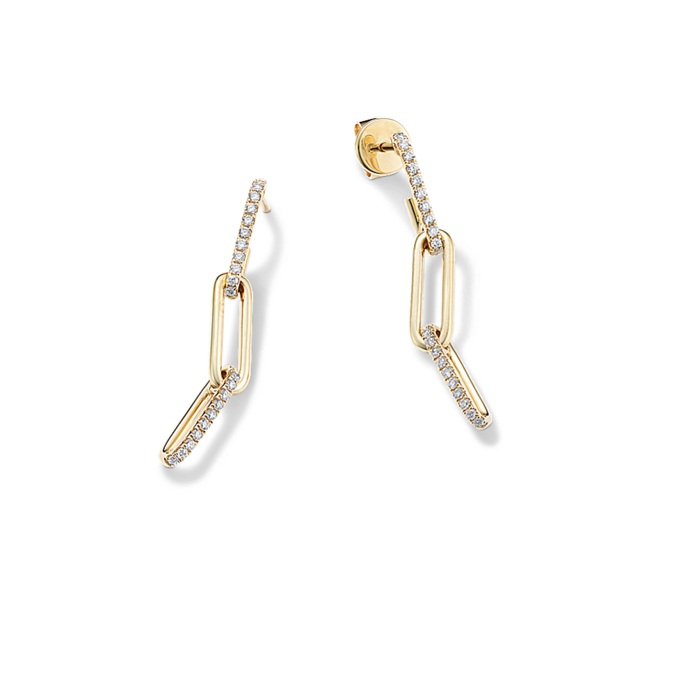 Diamond Paperclip Chain Dangle Earrings
