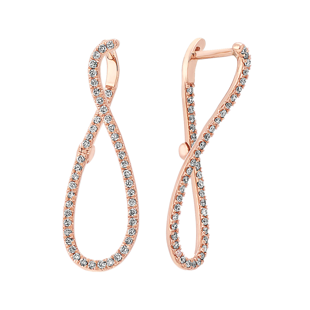 Diamond Modern Hoop Earrings in 14k Rose Gold