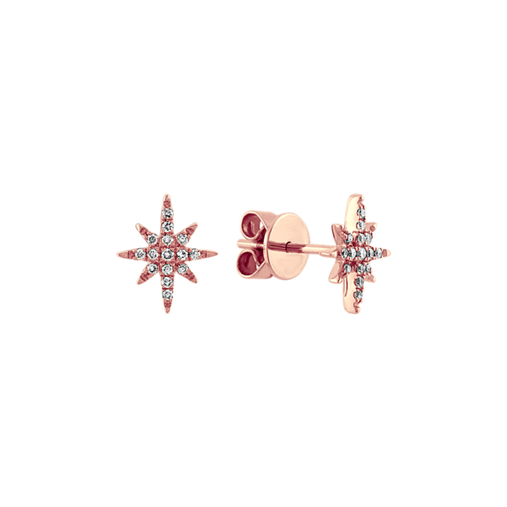 Diamond Star Earrings in 14k Rose Gold
