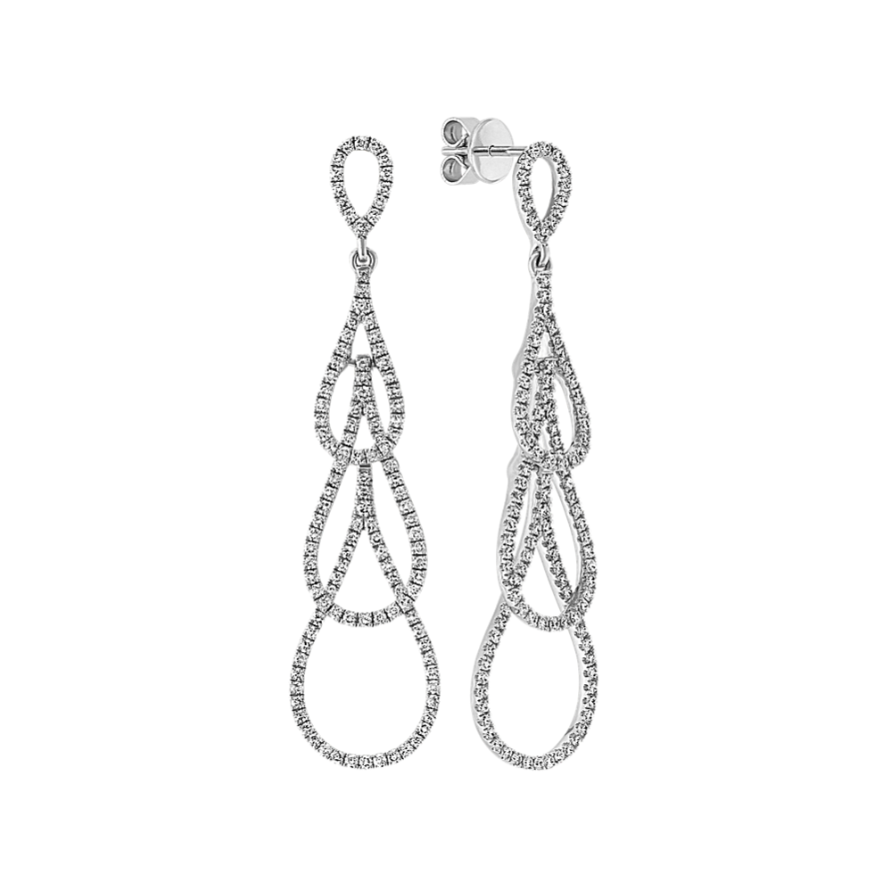 Diamond Teardrop Dangle Earrings in 14k White Gold