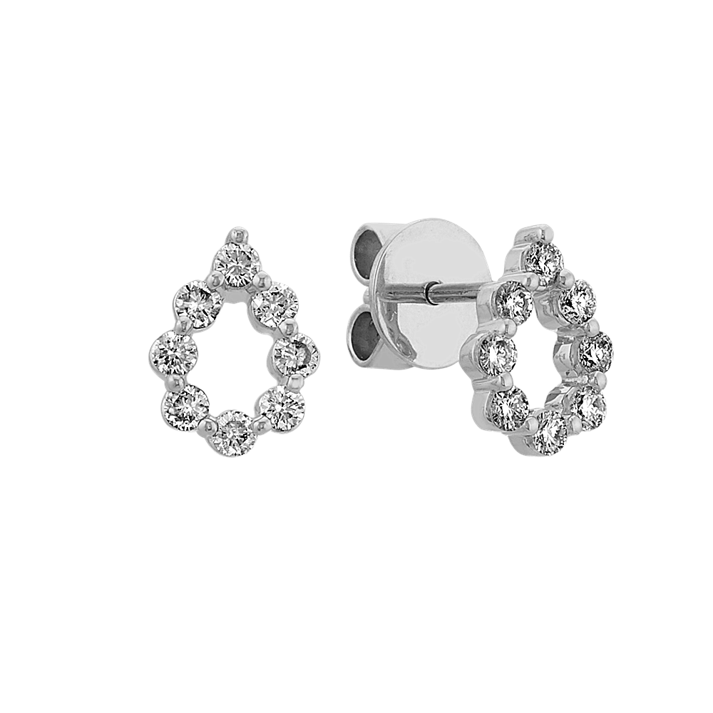 Diamond Teardrop Earrings in 14k White Gold