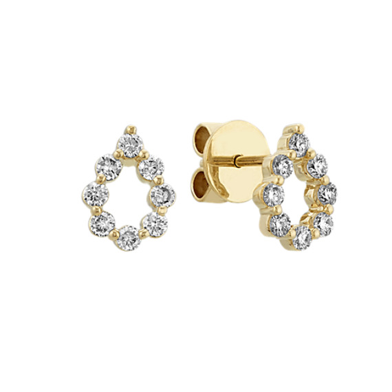 Diamond Teardrop Earrings in 14k Yellow Gold