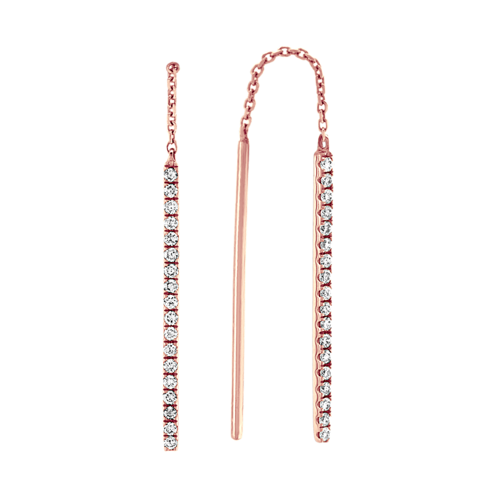 Diamond Threader Earrings in 14k Rose Gold