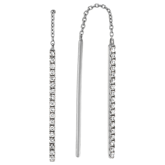 Diamond Threader Earrings in 14k White Gold