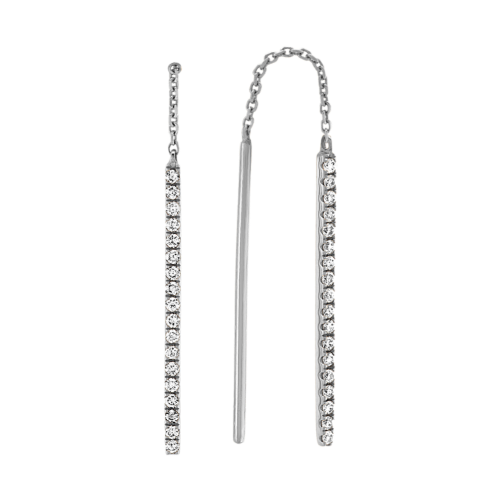 Diamond Threader Earrings in 14k White Gold