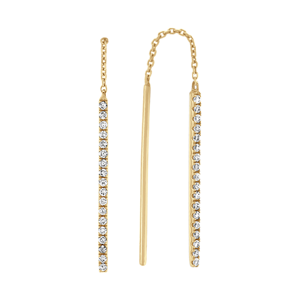 Natural Diamond Threader Earrings in 14k Yellow Gold