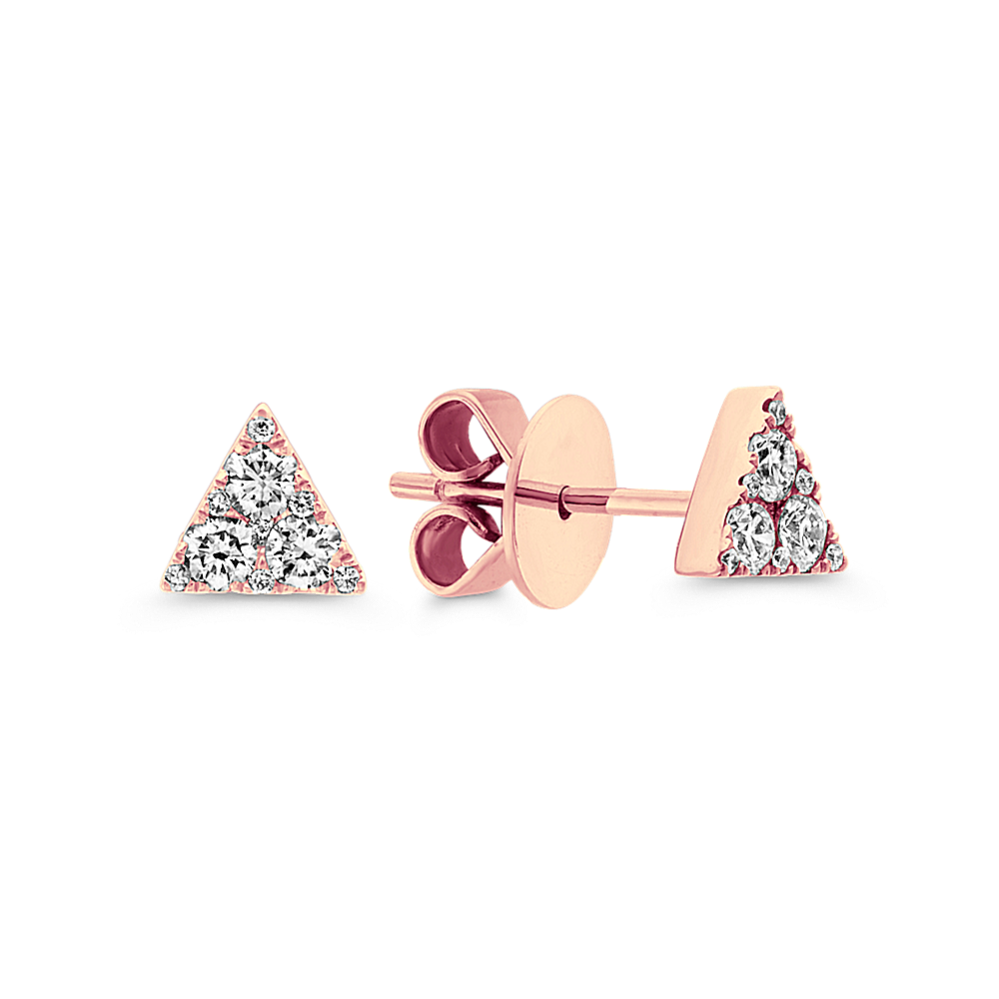 Diamond Triangle Earrings in 14k Rose Gold