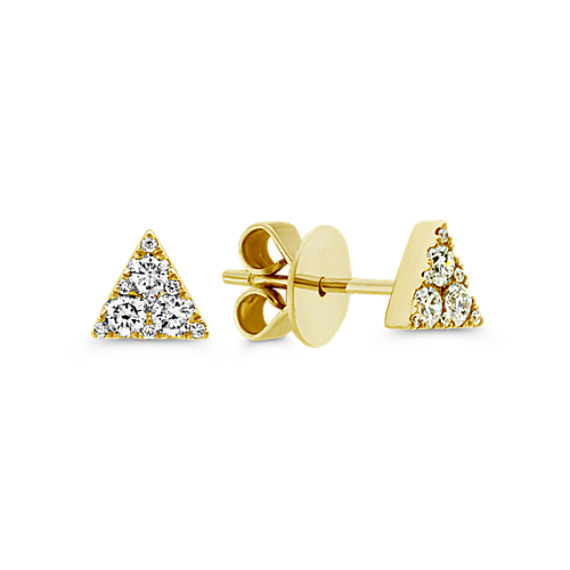 Natural Diamond Triangle Earrings in 14k Yellow Gold | Shane Co.