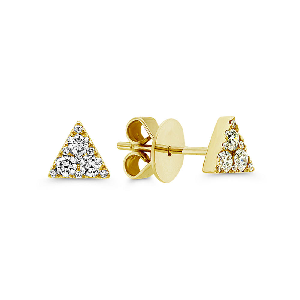 Diamond Triangle Earrings in 14k Yellow Gold