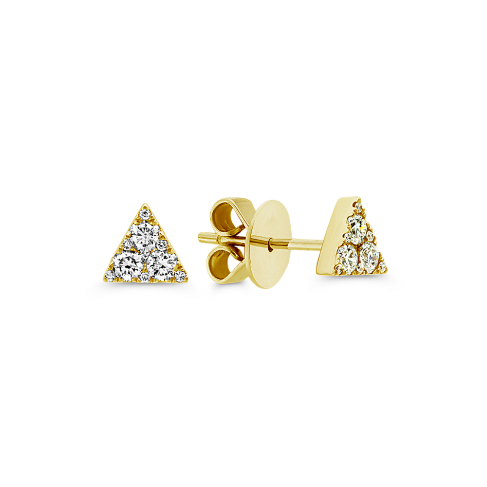 Natural Diamond Triangle Earrings in 14k Yellow Gold Shane Co.