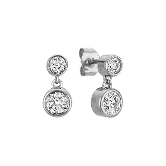 Double Bezel Set Diamond Earrings In 14k White Gold Shane Co Double Bezel Set Diamond Earrings In 14k White Gold