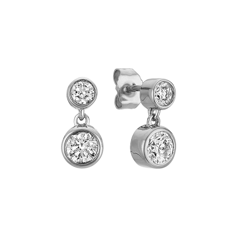 Double Bezel-Set Diamond Earrings in 14k White Gold