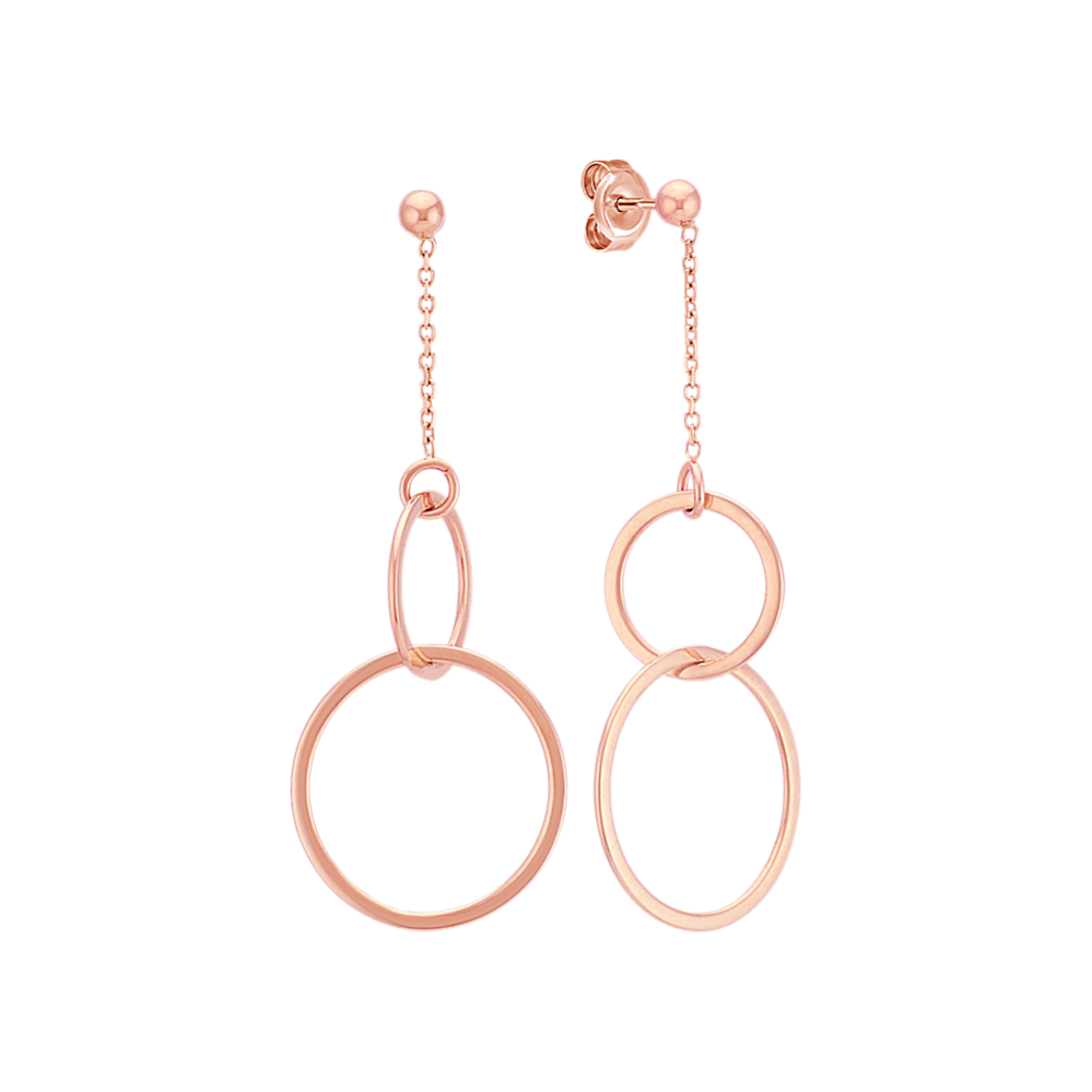 Double Circle Dangle Earrings in 14k Rose Gold