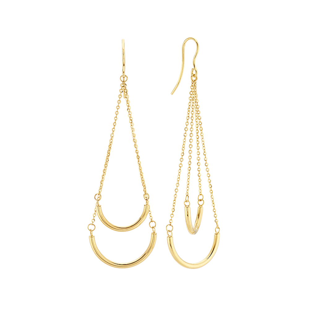 Double Dangle Swing Earrings in 14k Yellow Gold