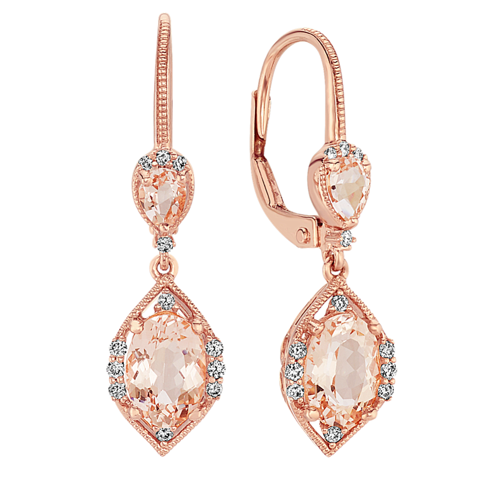 Double Morganite and Diamond Earrings