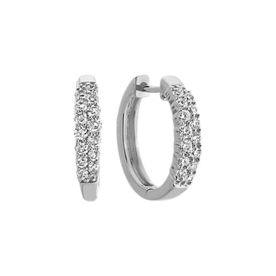 Double Row Diamond Hoop Earrings In 14k White Gold Shane Co Double Row Diamond Hoop Earrings In 14k White Gold