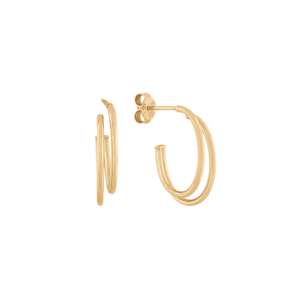 Double Row Hoop Earrings in 14K Yellow Gold