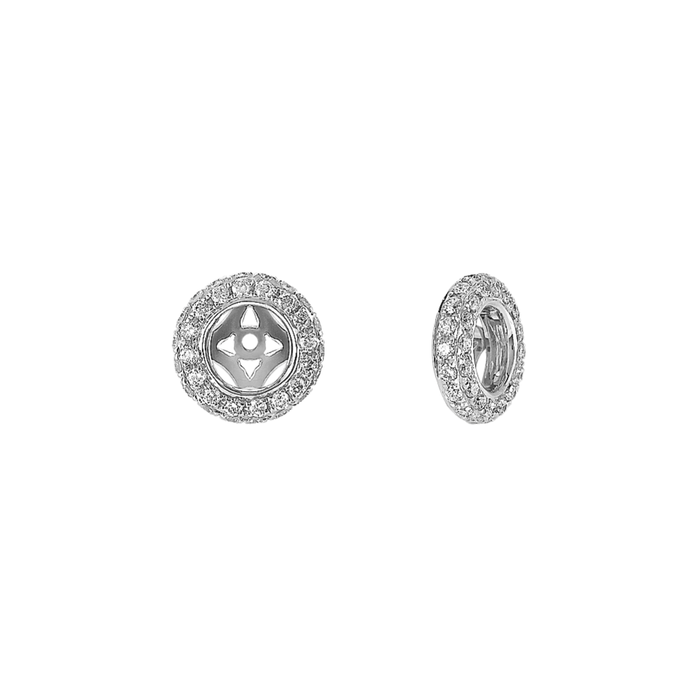 Double Sided Round Diamond Earring Jackets in 14k White Gold