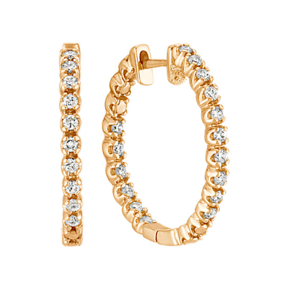 Double Sided Round Diamond Hoop Earrings In Yellow Gold Shane Co Double Sided Round Diamond Hoop Earrings In Yellow Gold