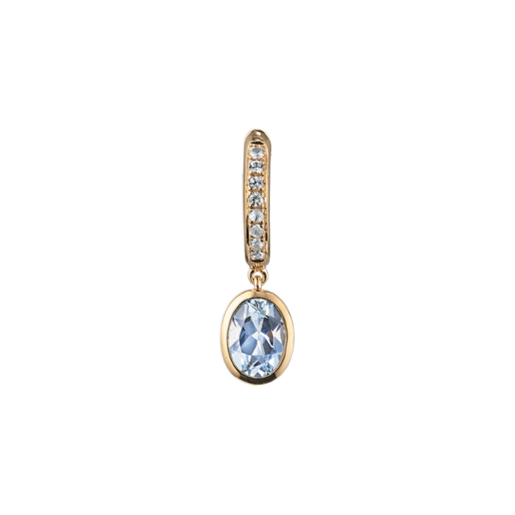 Dulce Natural Aquamarine and Natural White Sapphire Earrings in 14K Yellow Gold