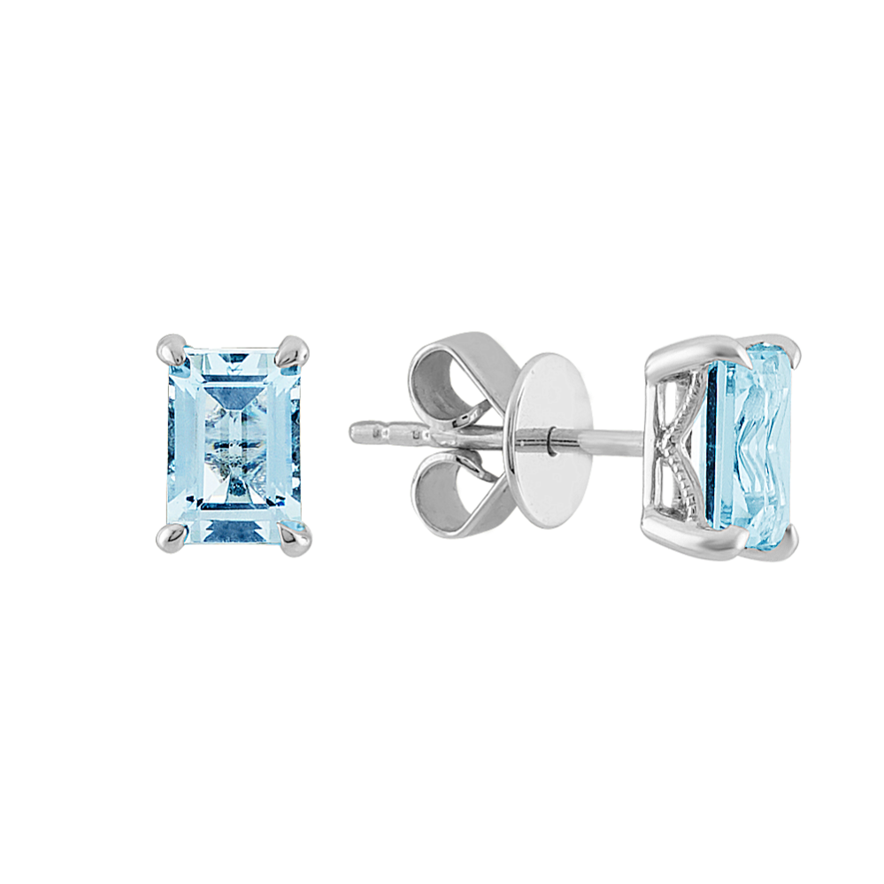 Emerald Cut Aquamarine Earrings