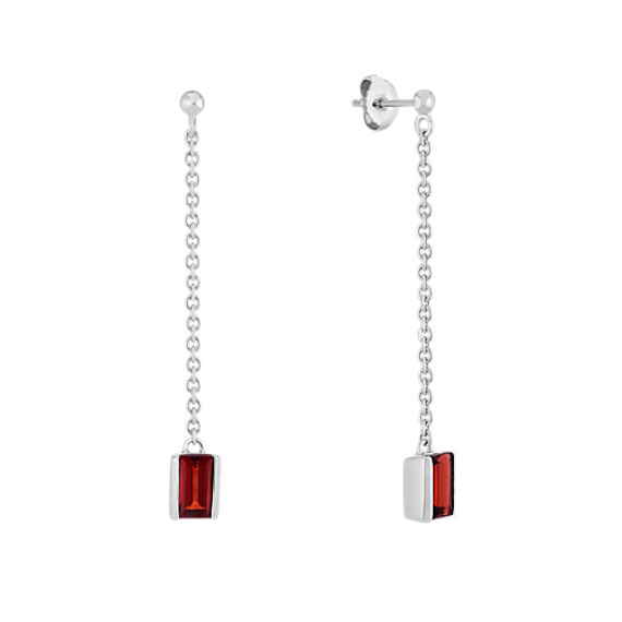 Emerald Cut Garnet Dangle Earrings In Sterling Silver Shane Co Emerald Cut Garnet Dangle Earrings In Sterling Silver