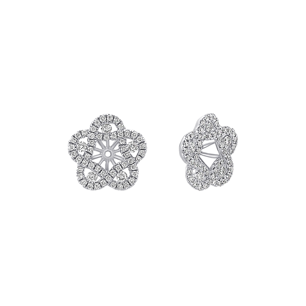 Floral Diamond Earring Jackets in 14k White Gold