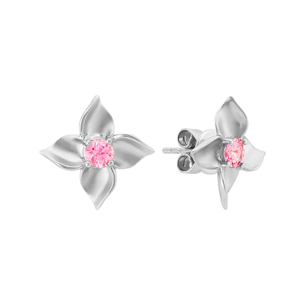Floral Pink Sapphire Earrings