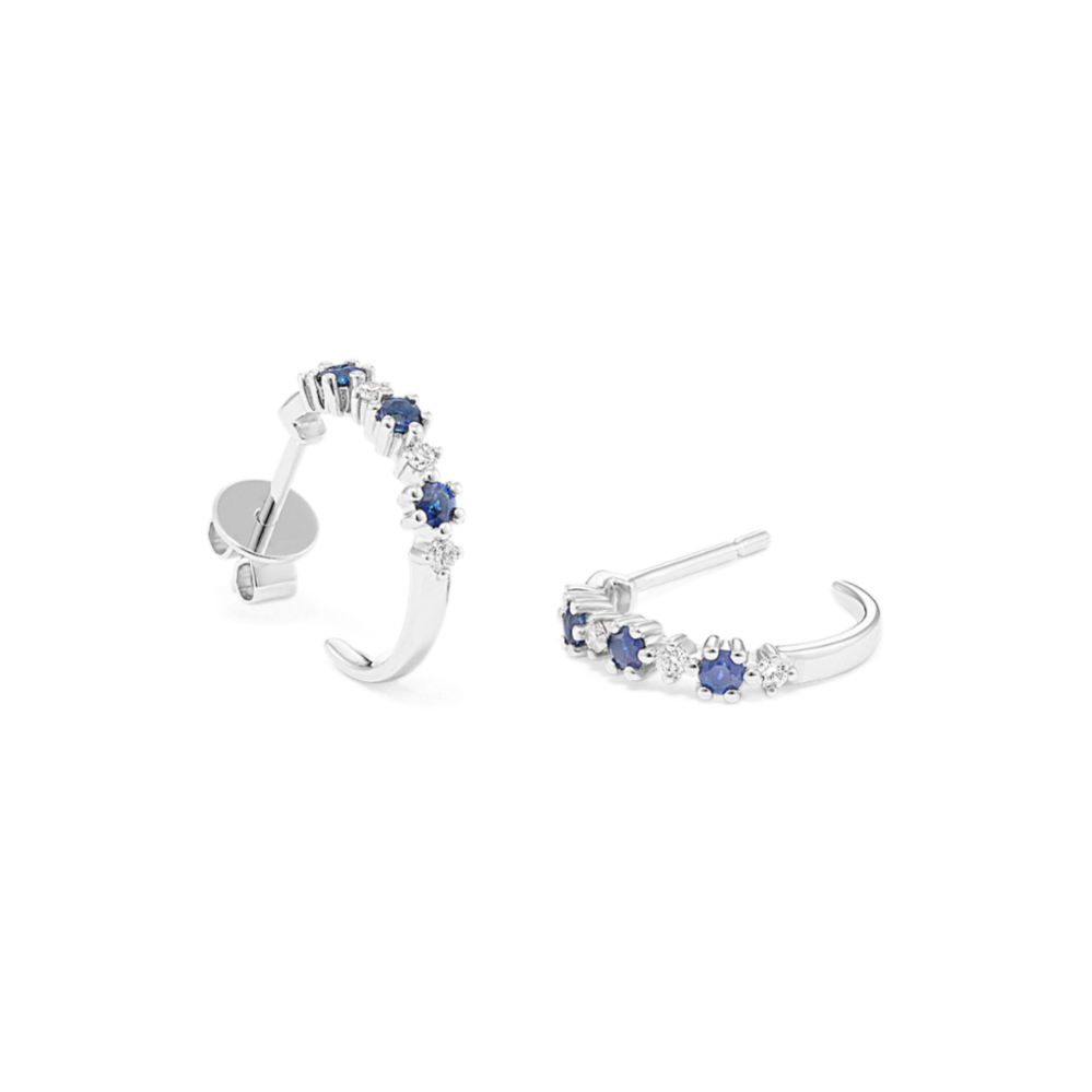 Flourish Sapphire & Diamond Open Hoops