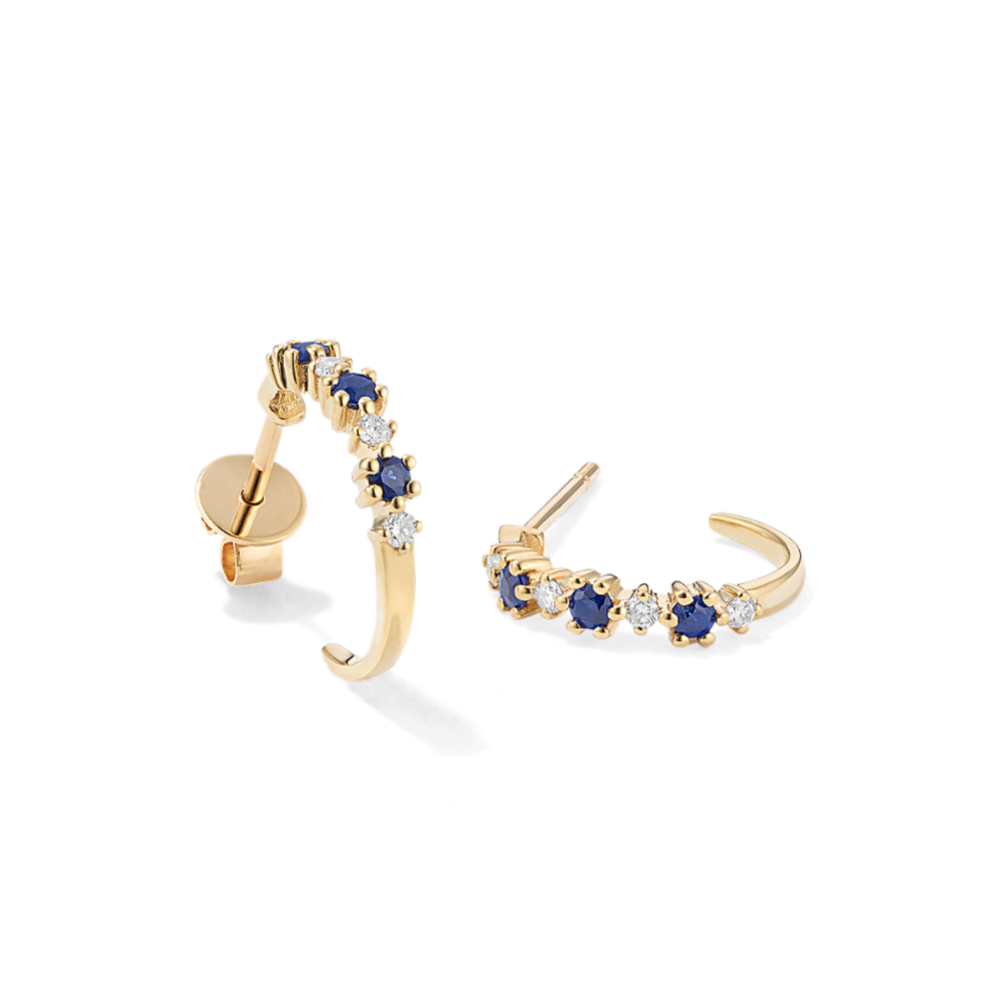 Flourish Sapphire & Diamond Open Hoops