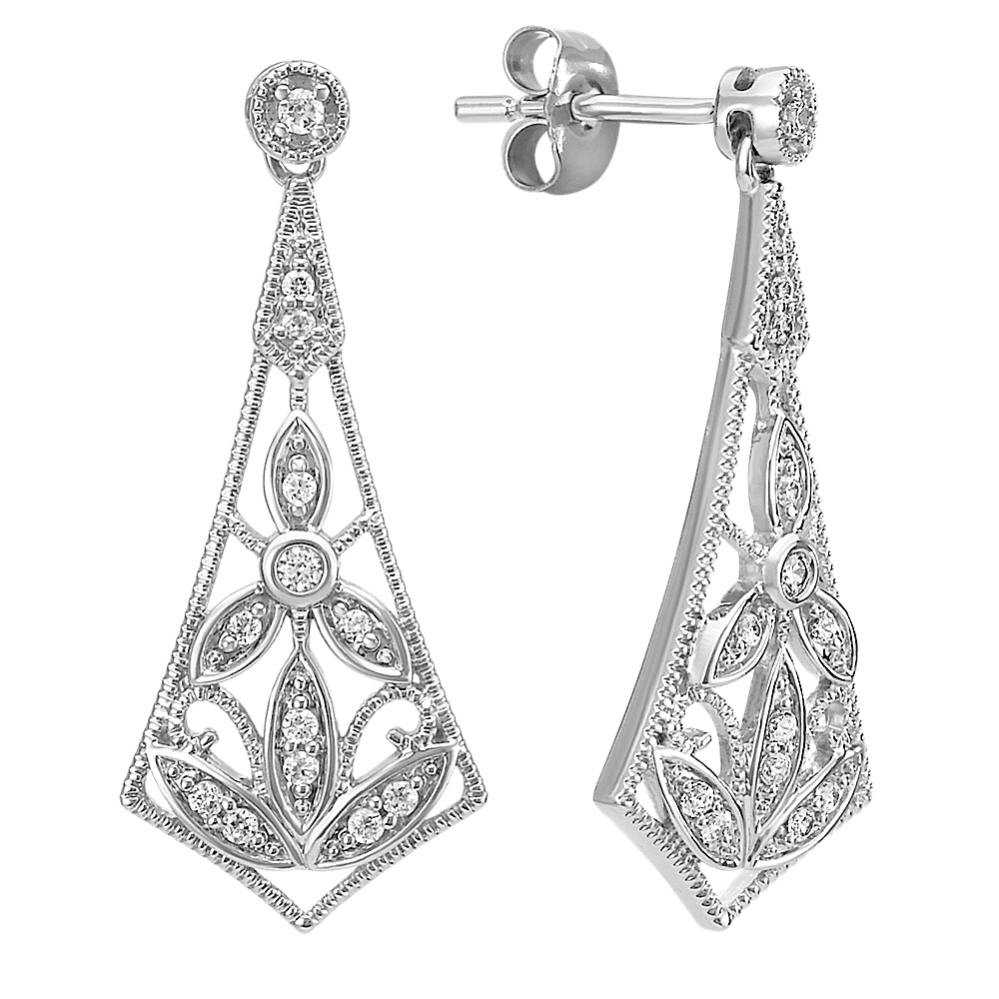 Flower Diamond Earrings with Milgrain