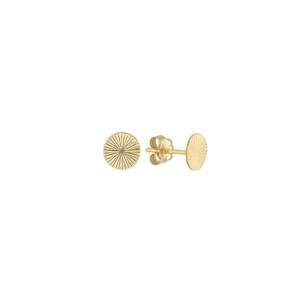 Fluted Circle Stud Earrings in 14k Yellow Gold