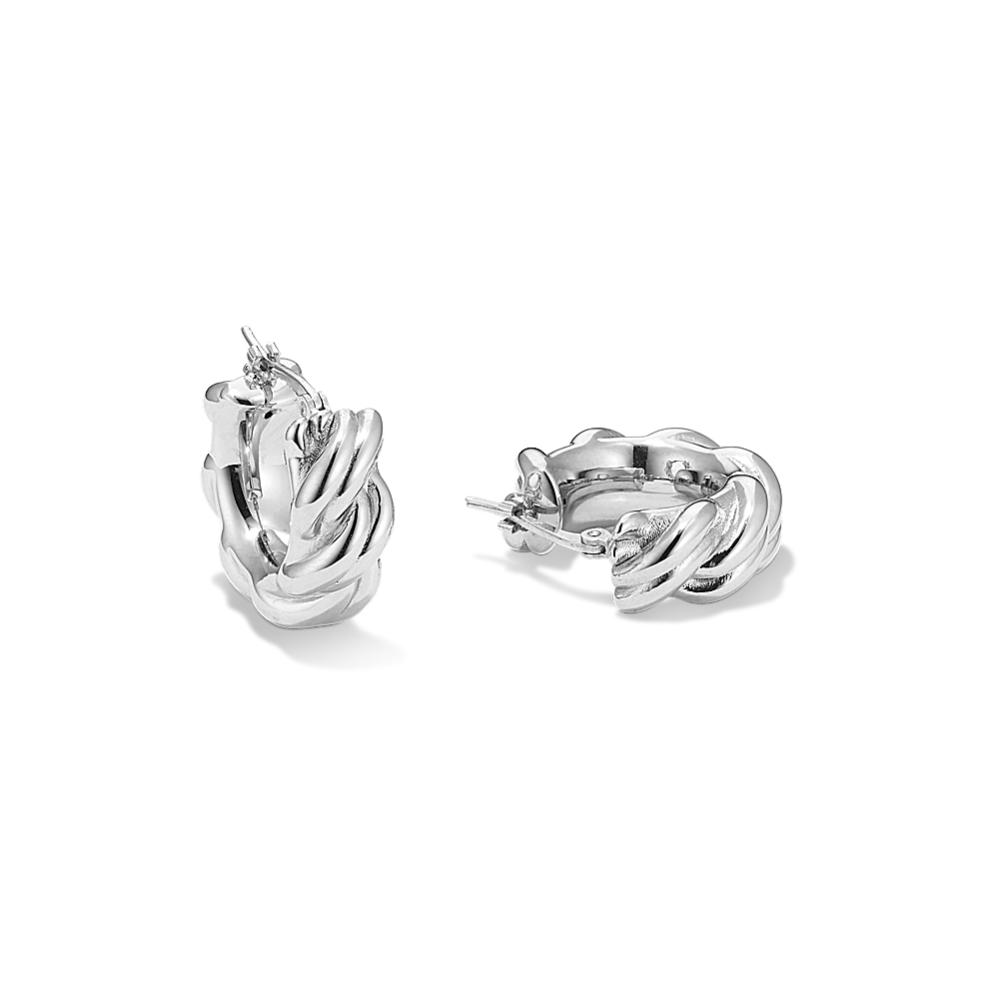 French-Twist 14K White Gold Hoops
