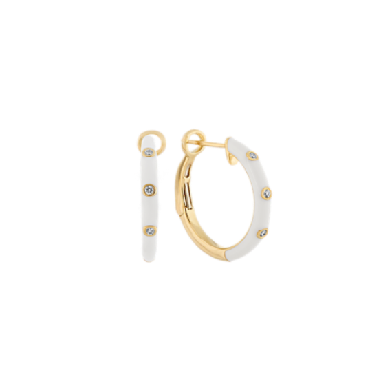 Frost Enamel Diamond Hoop Earrings