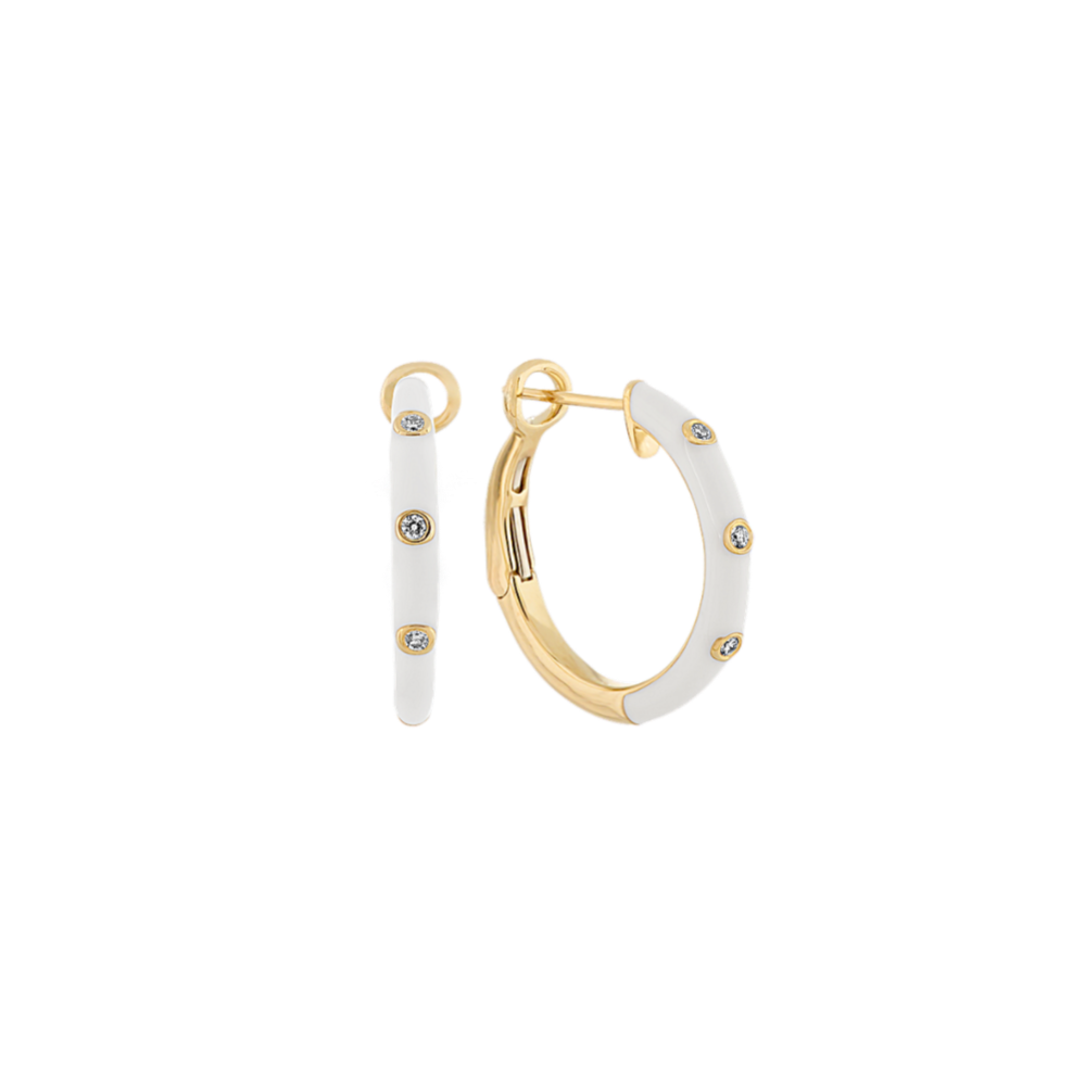 Frost Enamel Diamond Hoop Earrings